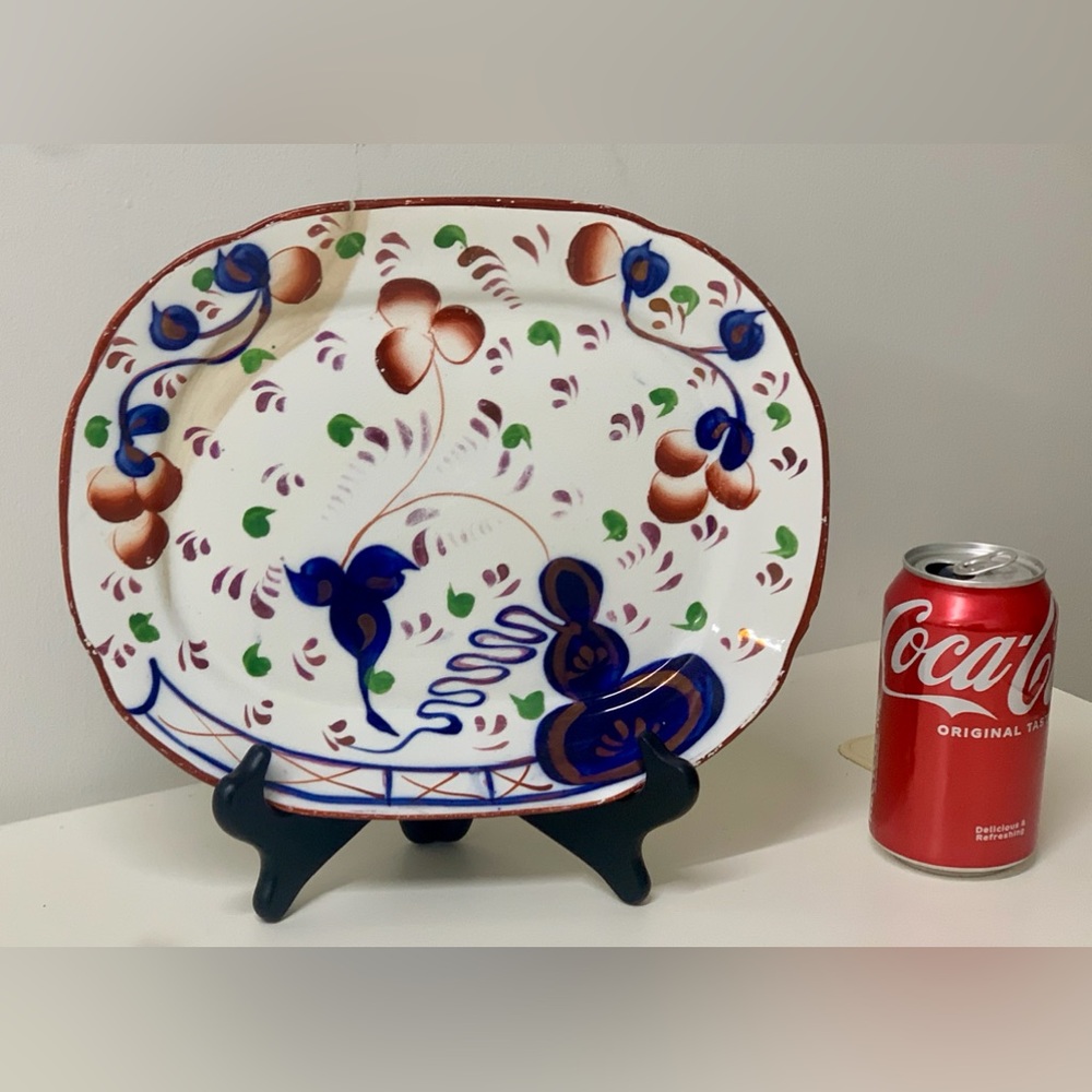 Antique Gaudy Welsh Oyster Pattern Marked Allertons EST 1831 Scalloped Platter
